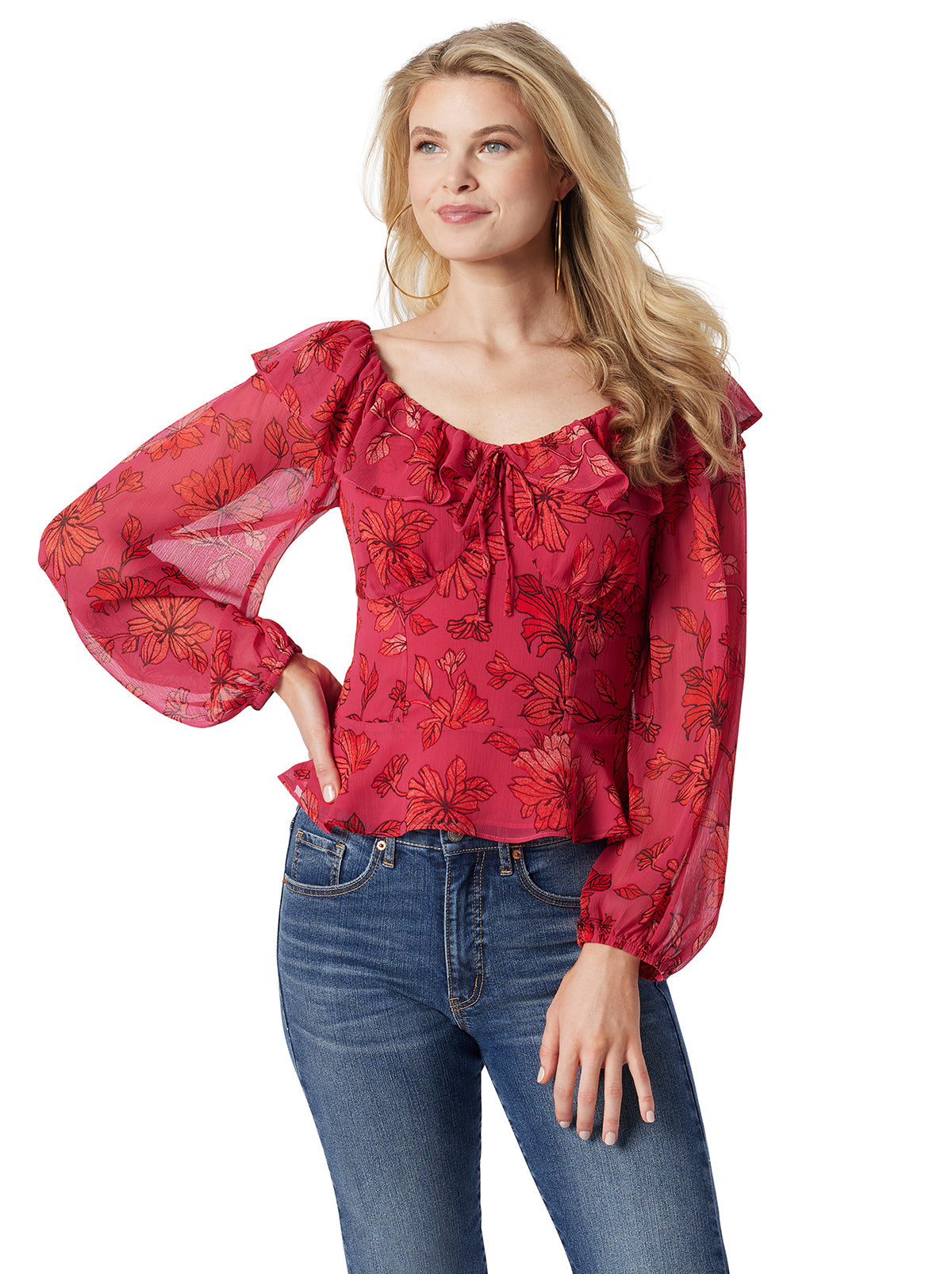 Jessica Simpson Aki Blouse - Outlines Blossoms - Women