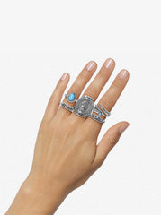 Jessica Simpson 5-Piece Ring Set with Turquoise - Accessories